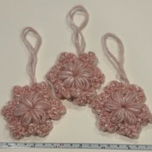 Crochet snowflake Christmas Ornaments or Gift Topper, set of 3